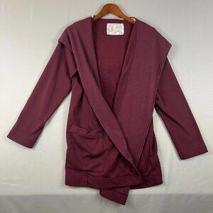 Anthropologie Saturday Sunday Women's Hooded Cardigan Size M Pockets Maroon